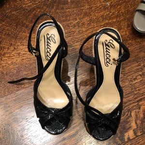 Gucci black espradille wedges